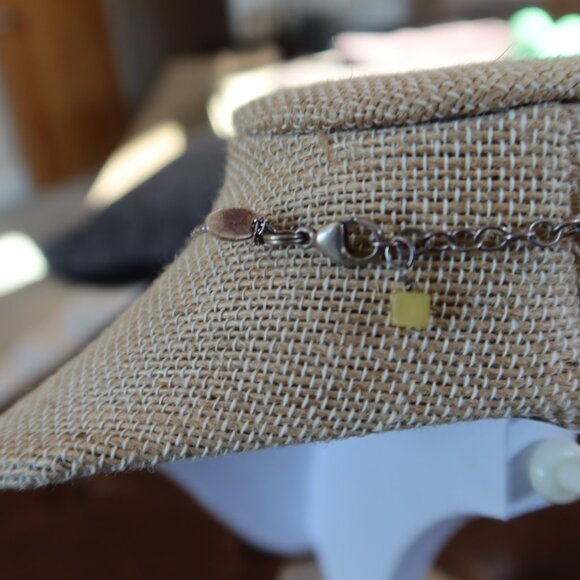 Light green jade square beads &sterling silver Sherzada necklace pendant 14"-17" - Picture 10 of 16